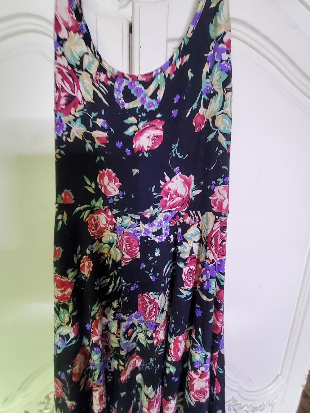 Reformation Black Floral Midi Dress with Pink Roses - Picture 4 of 6